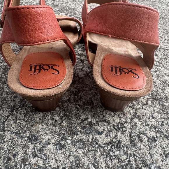 Sofft Leather Wedges Verdi II Women's Sz 11 M Canyon Coral Red Orange - Picture 5 of 10